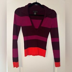 House of Harlow 1960 V-Neck Sweater - Purple, Pink, and Red